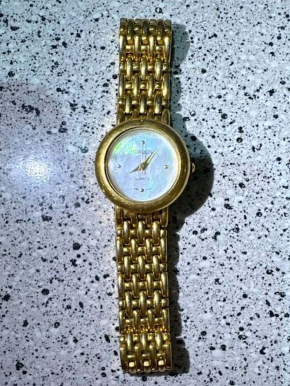 Gruen Quartz Women's Gold Tone Watch with Mother of Pearl Dial